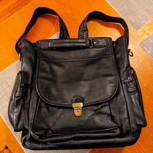 Leather black backpack